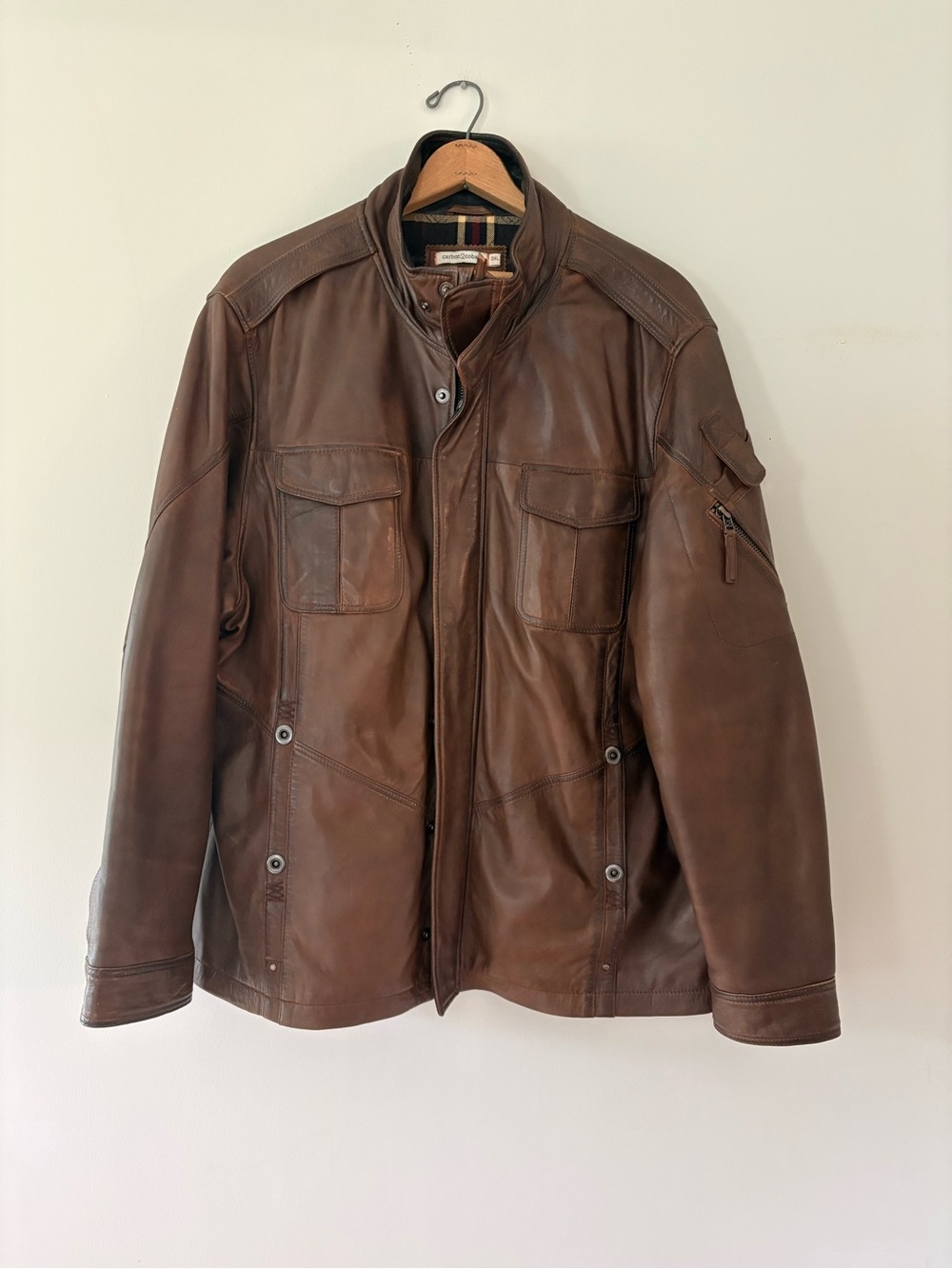 Carbon2Cobalt Men’s "Bend In The Road" Lambskin Leather Jacket Brown - Size 2XL